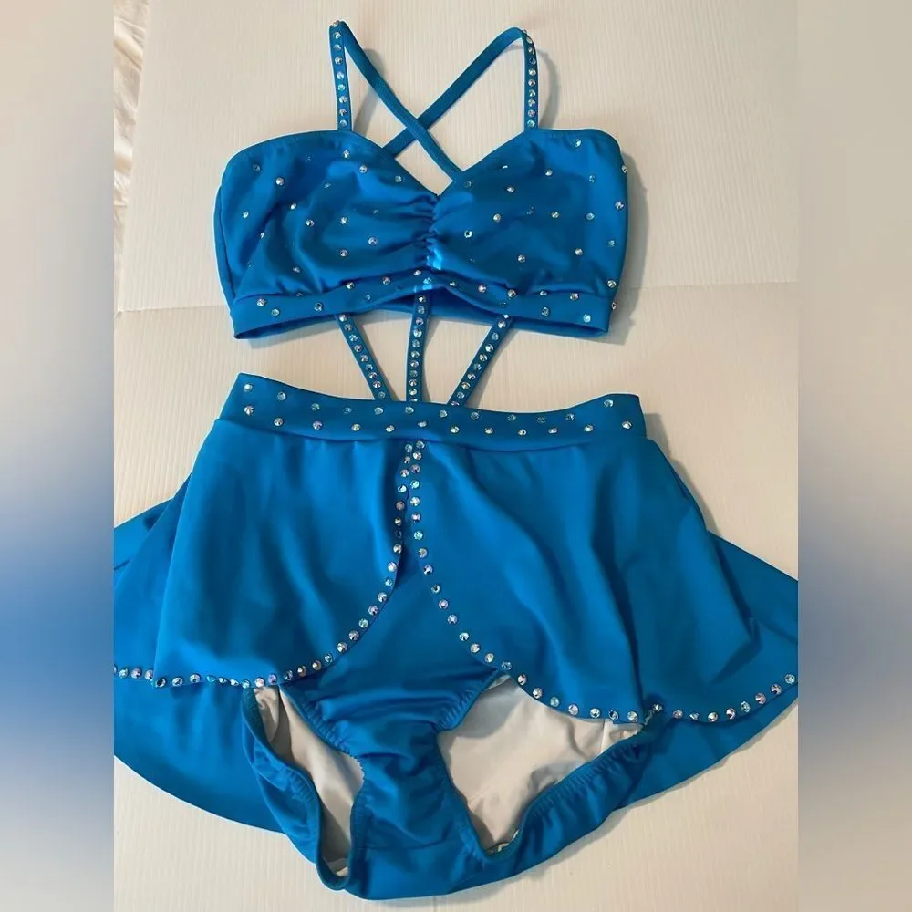 Kelle solo dance costume aqua blue custom sassy jazz 2907 Pretty Girls MA